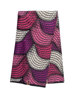 Pink Purple White Black Curved Picks Ankara African Print Fabric 6 Yards