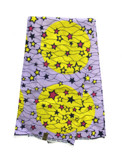 Purple Pink Yellow Black Mini Stars African Ankara Print Fabric 6 Yards