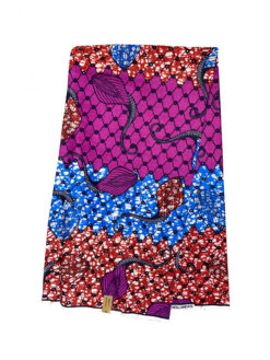 Purple Red Blue Black White Moving Sting Ray Ankara African Print Fabric 6 Yards