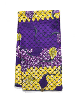 Purple Yellow Black White Moving Sting Ray Ankara African Print Fabric 6 Yards