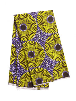 Purple Yellow Grande Target Plaque Nsu Bura African Ankara Print Fabric 6 Yards