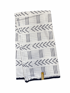 White Black Arrow Pillar Dots Mud Cloth Ankara African Print Fabric 6 Yards