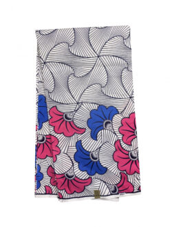 White Black Pink Blue Spaced Out Flowers Rolls Royce Fleurs De Mariage Mgbolodi Ankara African Print Fabric 6 Yards