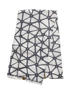 White Black Triangles Cluster Ankara African Print Fabric 6 Yards