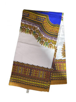 White Blue Dashiki Ankara African Print Fabric 6 Yards