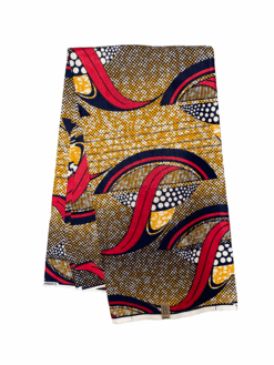 Yellow Red Black White Hemicycle Ankara African Print Fabric 6 Yards