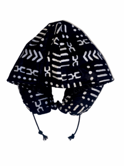 Black White Mud Cloth Ankara African Print Neck Pillow Hoodie