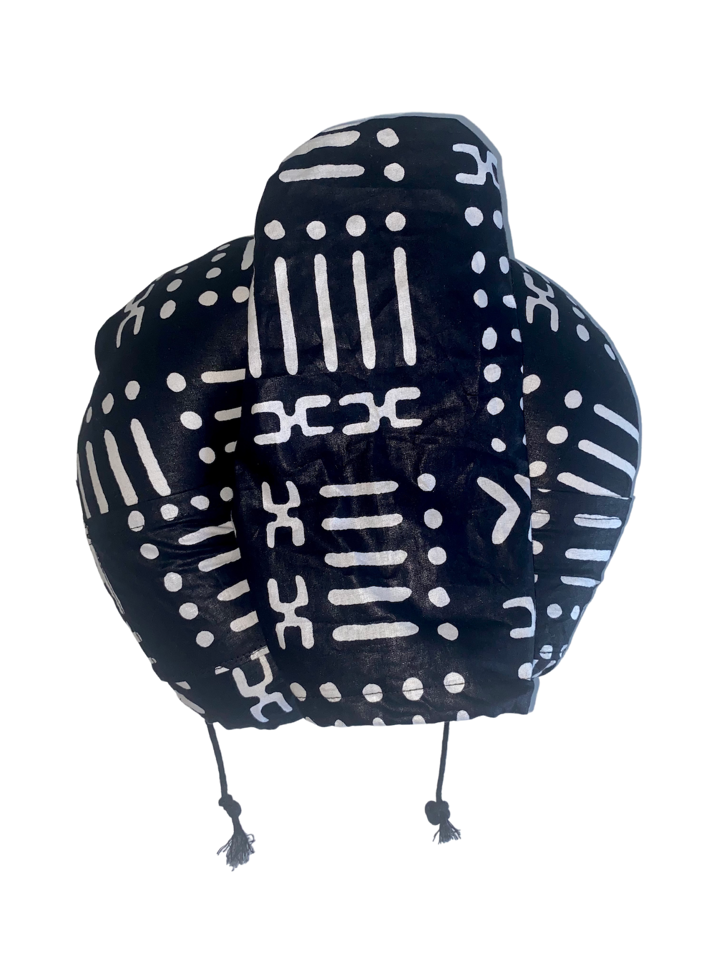 Black White Mud Cloth Ankara African Print Neck Pillow Hoodie - Image 4