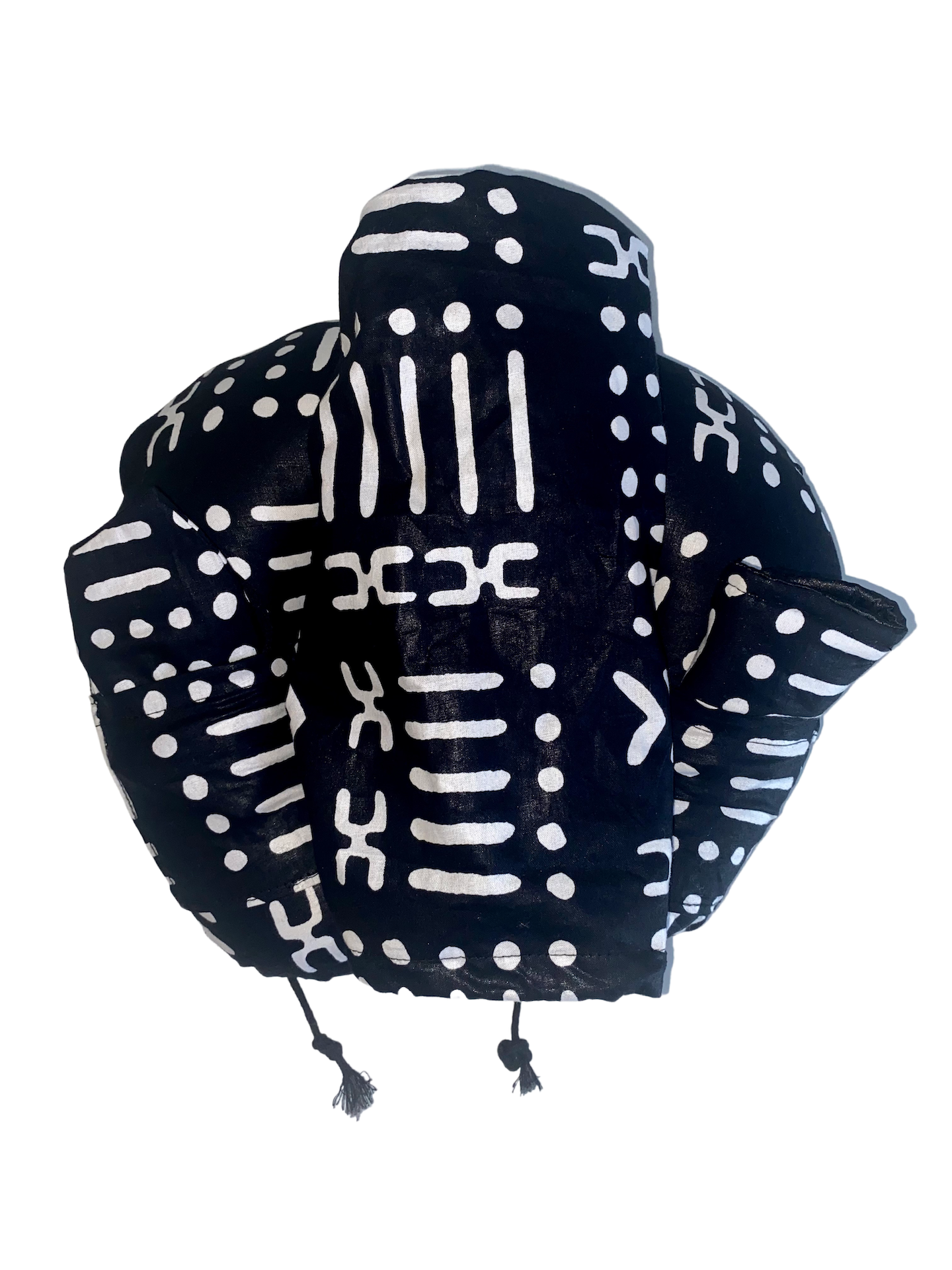 Black White Mud Cloth Ankara African Print Neck Pillow Hoodie - Image 5
