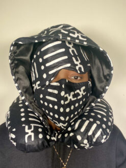 Alternative view of Black White Mud Cloth Ankara African Print Neck Pillow Hoodie Travel Set