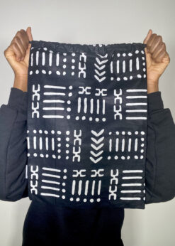 Alternative view of Black White Mud Cloth Ankara African Print Drawstring Storage Bag