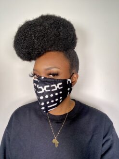 Alternative view of Black White Mud Cloth Ankara African Print Face Mask