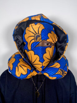 Alternative view of Blue Orange Black Flowers Floral Jubilee Ankara African Print Neck Pillow Hoodie Travel Set