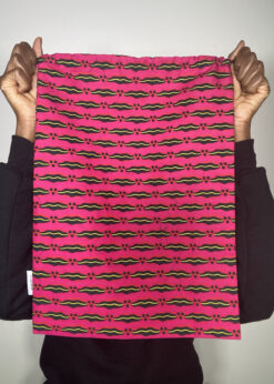 Alternative view of Pink Black Yellow Lips Ankara African Print Drawstring Storage Bag