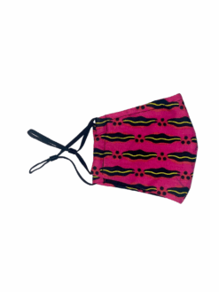 Pink Black Yellow Lips Ankara African Print Face Mask