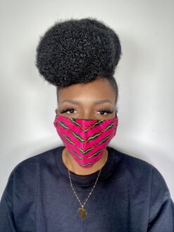 Pink Black Yellow Lips Ankara African Print Neck Pillow Hoodie Travel Set - Image 8