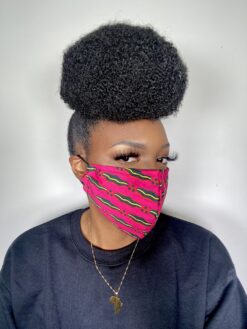 Pink Black Yellow Lips Ankara African Print Neck Pillow Hoodie Travel Set - Image 9