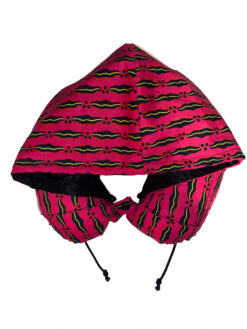 Pink Black Yellow Lips Ankara African Print Neck Pillow Hoodie