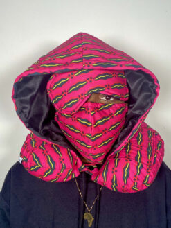Alternative view of Pink Black Yellow Lips Ankara African Print Neck Pillow Hoodie Travel Set
