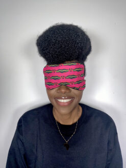 Alternative view of Pink Black Yellow Lips Ankara African Print Sleeping Mask