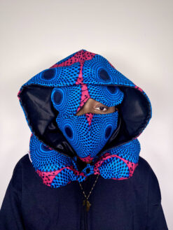 Alternative view of Pink Blue Black Target Record Nsu Bura Ankara African Print Neck Pillow Hoodie Travel Set