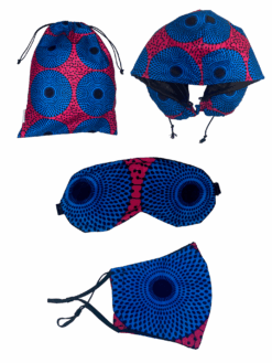 Pink Blue Black Target Record Nsu Bura Ankara African Print Neck Pillow Hoodie Travel Set