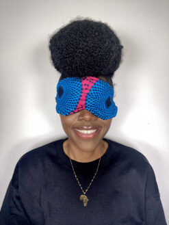 Alternative view of Pink Blue Black Target Record Nsu Bura Ankara African Print Sleeping Mask