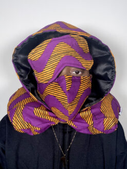 Alternative view of Purple Yellow Black Waves Ankara African Print Neck Pillow Hoodie Travel Set
