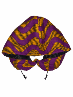 Purple Yellow Black Waves Ankara African Print Neck Pillow Hoodie