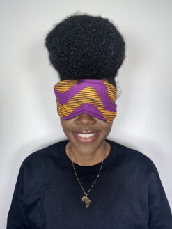 Alternative view of Purple Yellow Black Waves Ankara African Print Sleeping Mask 