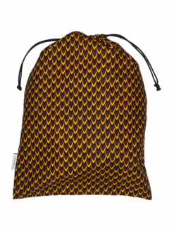 Red Black Fish Scales Ankara African Print Drawstring Storage Bag