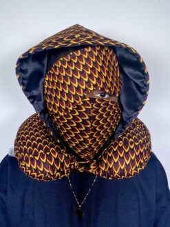 Alternative view of Red Black Fish Scales Ankara African Print Neck Pillow Hoodie Travel Set