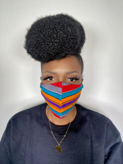 Red Orange Blue Purple Black White Kente Ankara African Print Neck Pillow Hoodie Travel Set - Image 9