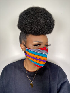 Red Orange Blue Purple Black White Kente Ankara African Print Neck Pillow Hoodie Travel Set - Image 10
