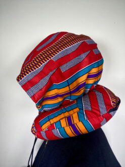 Red Orange Blue Purple Black White Kente Ankara African Print Neck Pillow Hoodie Travel Set - Image 6