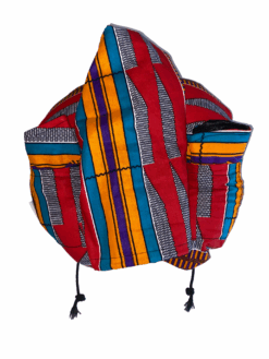 Red Orange Blue Purple Black White Kente Ankara African Print Neck Pillow Hoodie Travel Set - Image 13