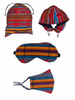 Red Orange Blue Purple Black White Kente Ankara African Print Neck Pillow Hoodie Travel Set