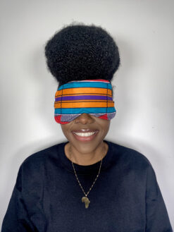 Alternative view of Red Orange Blue Purple Black White Kente Ankara African Print Sleeping Mask