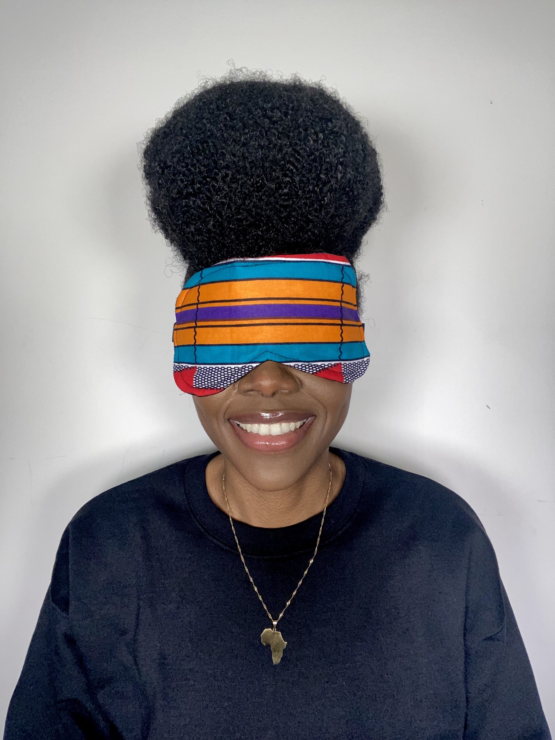 Red Orange Blue Purple Black White Kente Ankara African Print Sleeping Mask - Image 2