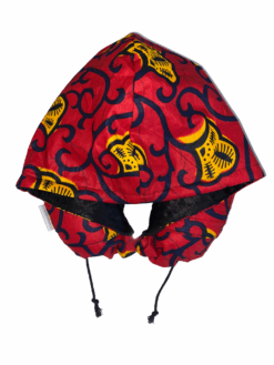 Red Yellow Black Flower Vines Ankara African Print Neck Pillow Hoodie