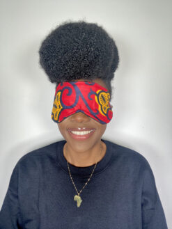 Alternative view of Red Yellow Black Flower Vines Ankara African Print Sleeping Mask