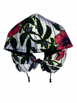 White Pink Green Black Hibiscus Flower Ankara African Print Neck Pillow Hoodie