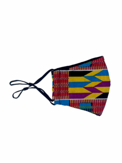 Yellow Blue Purple Black White Kente Ankara African Print Face Mask