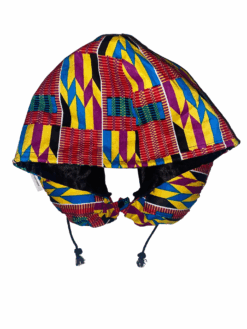 Yellow Blue Purple Black White Kente Ankara African Print Neck Pillow Hoodie