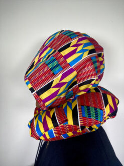 Yellow Blue Purple Black White Kente Ankara African Print Neck Pillow Hoodie Travel Set - Image 5