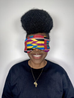 Alternative view of Yellow Blue Purple Black White Kente Ankara African Print Sleeping Mask