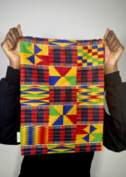 Alternative view of Yellow Red Green Blue Black White Kente Ankara African Print Drawstring Storage Bag