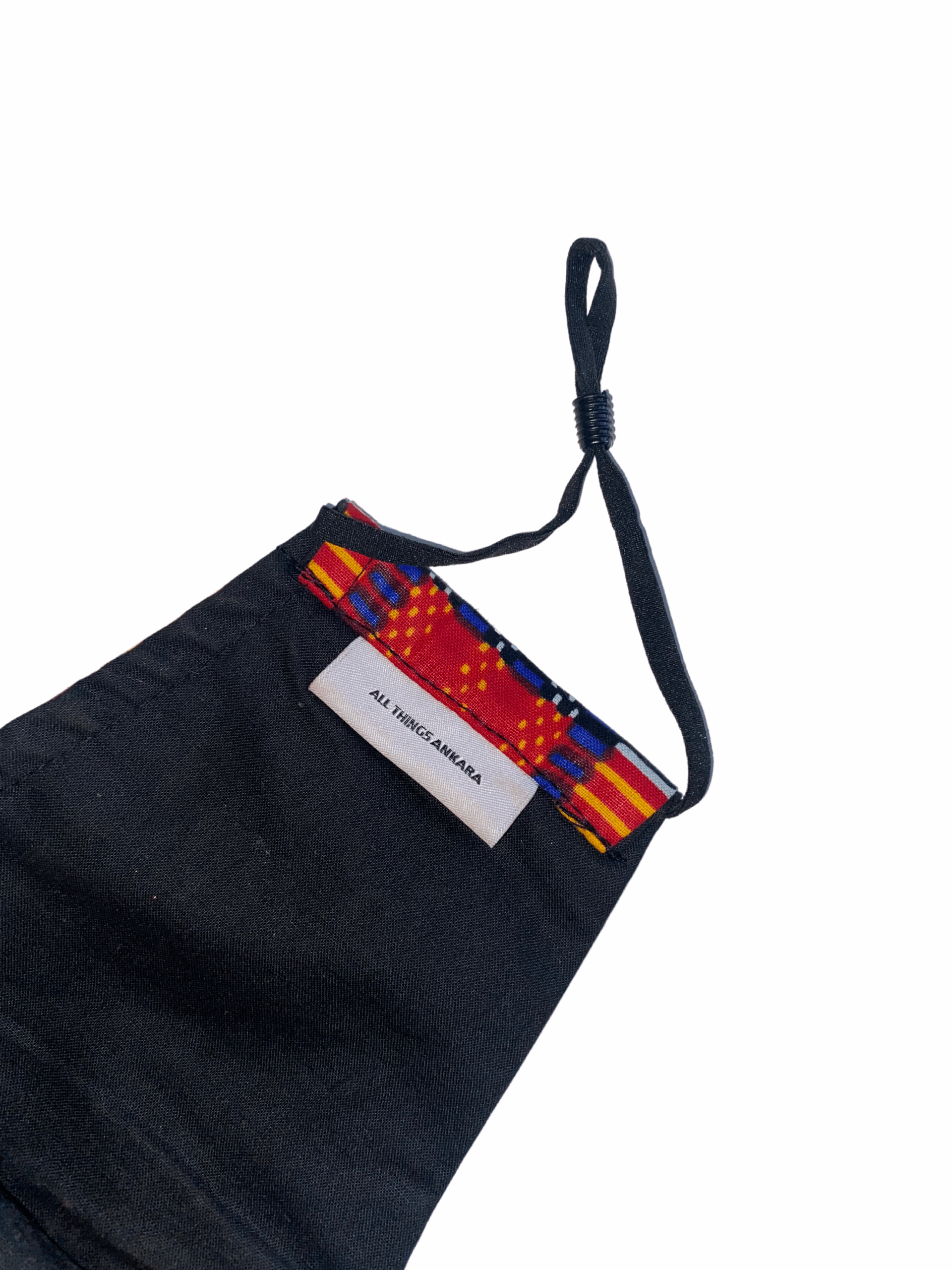 Yellow Red Green Blue Black White Kente Ankara African Print Face Mask - Image 3