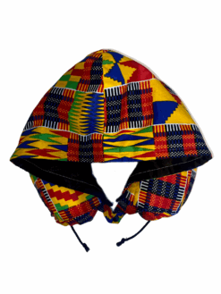 Yellow Red Green Blue Black White Kente Ankara African Print Neck Pillow Hoodie