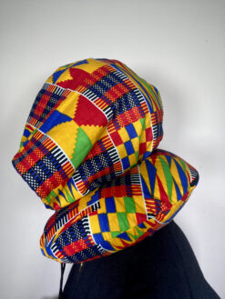 Yellow Red Green Blue Black White Kente Ankara African Print Neck Pillow Hoodie Travel Set - Image 5